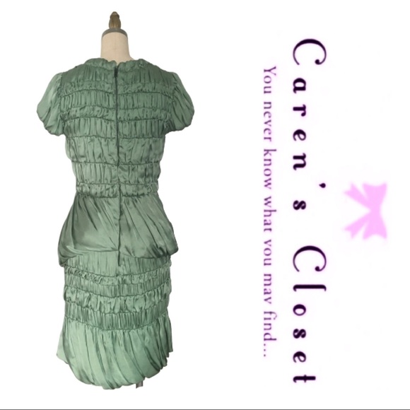 Burberry Runway Green Silk Ruched Mini Dress - Picture 4 of 9